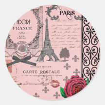Vintage Pink Paris Collage Sticker