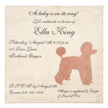 Vintage Pink Poodle Silhouette Baby Invitation