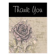Vintage Pink Rose Grunge Background Post Card