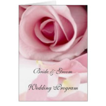 Vintage Pink Roses  Wedding Program Card