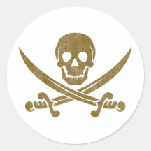 Vintage Pirate Round Sticker