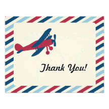 Vintage Plane Airmail Thank you Announcement