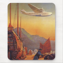 Vintage Plane Travelling on Vacation in the Orient Mousemats