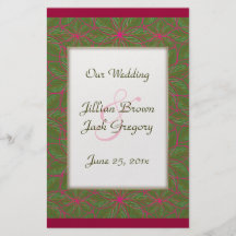 Vintage Poinsettia Pattern WEDDING Program Personalized Flyer