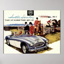 VINTAGE POSTER - AUSTIN HEALEY 3000