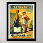 Vintage poster French Girl With Champagne Ad