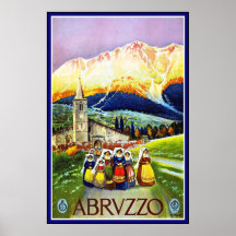 Vintage Poster Moutains Abrvzzo Abruzzo Italy