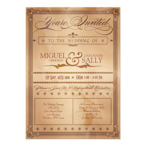 Vintage Poster Style Sepia DIY Wedding Invitation