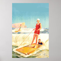 Vintage Poster Surfing Art deco