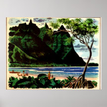 Vintage Poster, Tropical Island Beach