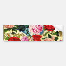 Vintage Pretty Chic Floral Rose Garden Collage Bumper Sticker