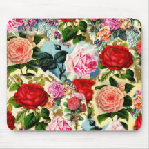 Vintage Pretty Chic Floral Rose Garden Collage Mouse Pad