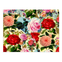 Vintage Pretty Chic Floral Rose Garden Collage Postcard