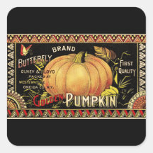 Vintage Pumpkin Seed Package Square Stickers