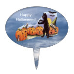 Vintage Pumpkins Singing Cat Cake Topper