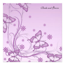 Vintage Purple Butterfly Wedding Invitation