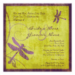 Vintage Purple Dragonfly Wedding Invitation