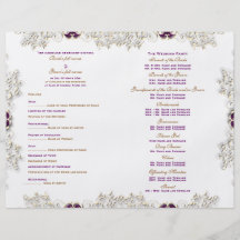 Vintage purple wedding "wedding program" flyer design