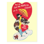 Vintage Racoon Valentine Post Card