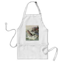 Vintage Rainbow Trout Fish Fisherman Fishing Apron