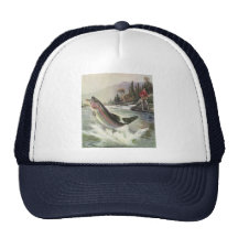 Vintage Rainbow Trout Fish Fisherman Fishing Trucker Hat