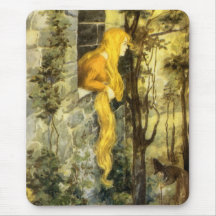 Vintage Rapunzel. Princess with Long Blonde Hair Mousemats