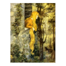 Vintage Rapunzel. Princess with Long Blonde Hair Postcard