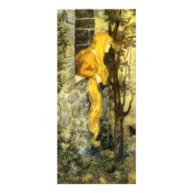 Vintage Rapunzel. Princess with Long Blonde Hair Full Colour Rack Card