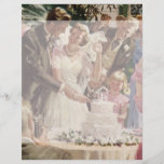 Vintage Reception Bride Groom Newlyweds Cut Cake Flyer Design