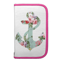 Vintage Red Pink Green Floral Pattern Anchor Organizer