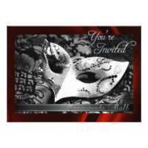 Vintage Red Silk Masquerade Ball Invitation