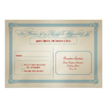 Vintage Red White & Blue DIY Wedding RSVP Personalised Invitations