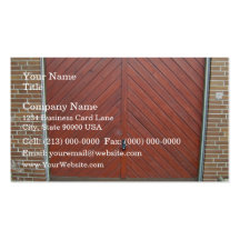 Vintage Red Wooden Door in Brick Wall Business Card Template