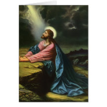 Vintage Religion, Jesus Christ Praying, Gethsemane Greeting Cards