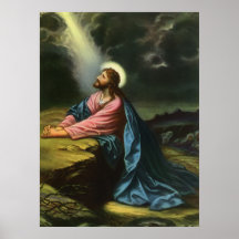 Vintage Religion, Jesus Christ Praying, Gethsemane Print