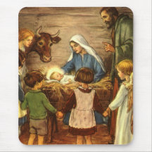 Vintage Religious Christmas, Nativity, Baby Jesus Mouse Pad