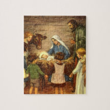 Vintage Religious Christmas, Nativity, Baby Jesus Jigsaw Puzzle