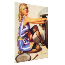 Vintage Retro Gil Elvgren Car Mechanic Pinup Girl Canvas Print