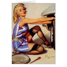 Vintage Retro Gil Elvgren Car Mechanic Pinup Girl Greeting Cards