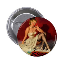 Vintage Retro Gil Elvgren Checkers Pin UP Girl