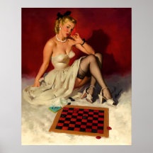 Vintage Retro Gil Elvgren Checkers Pin UP Girl Posters