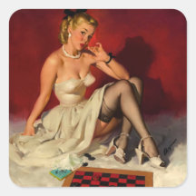 Vintage Retro Gil Elvgren Checkers Pin UP Girl Stickers