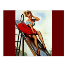 Vintage Retro Gil Elvgren Fun Slide Pin Up Girl Postcards