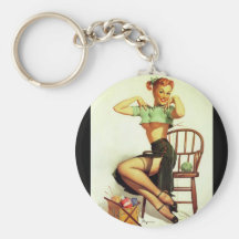 Vintage retro Gil Elvgren Knitting Pin Up Girl Key Chain
