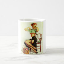 Vintage retro Gil Elvgren Knitting Pin Up Girl Coffee Mugs
