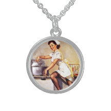 Vintage Retro Gil Elvgren Nurse Pin Up Girl Necklaces