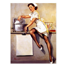 Vintage Retro Gil Elvgren Nurse Pin Up Girl Postcards