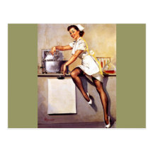 Vintage Retro Gil Elvgren Nurse Pin Up Girl Post Card