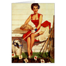 Vintage Retro Gil Elvgren Pin Up Girl Greeting Card