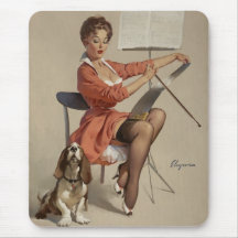Vintage Retro Gil Elvgren Pin Up Girl Mouse Pad